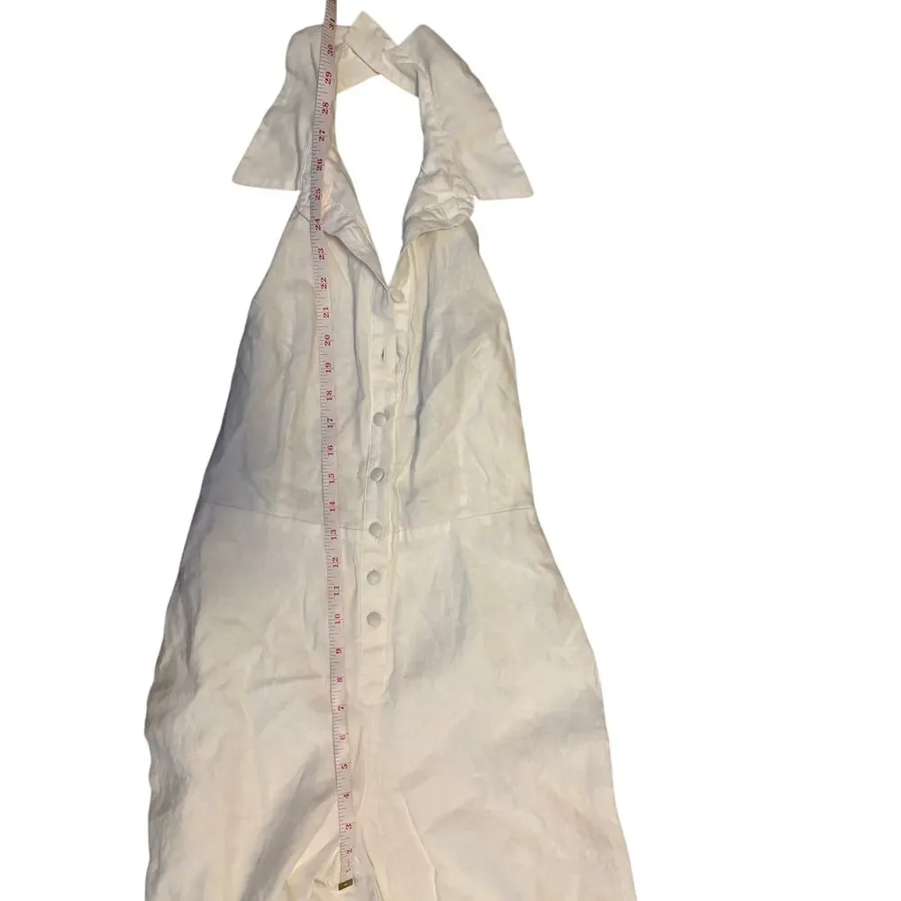 Reformation Linen Halterneck Jumpsuit White Sz 0
